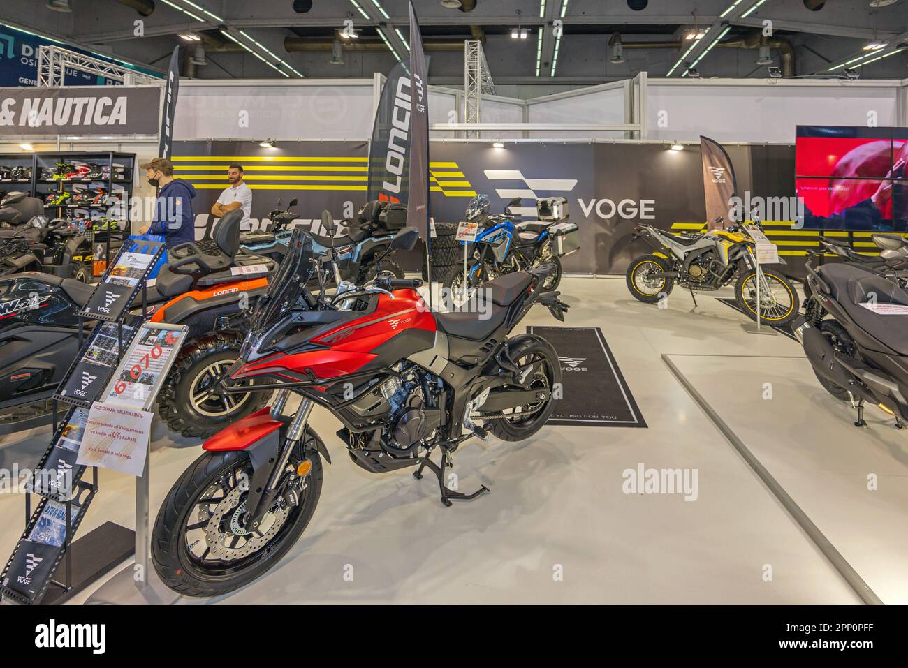 Belgrade, Serbia - March 22, 2023: Chinese Motorcycles Manufacturer Loncin Voge Stand at Moto Passion International Fair Event. Stock Photo