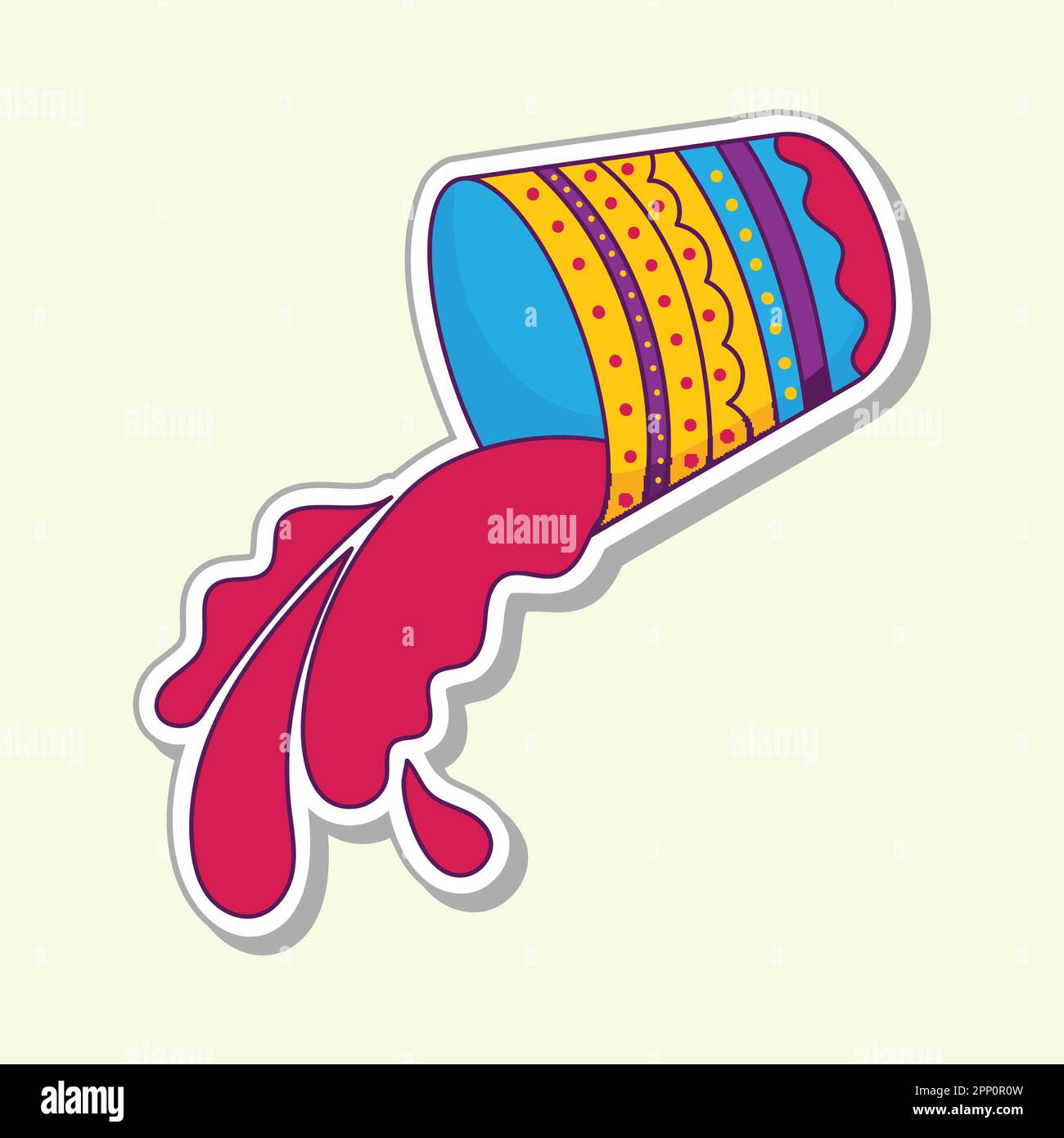 Red Color Leaking Out Of Bucket On Cosmic Latte Background Stock Vector