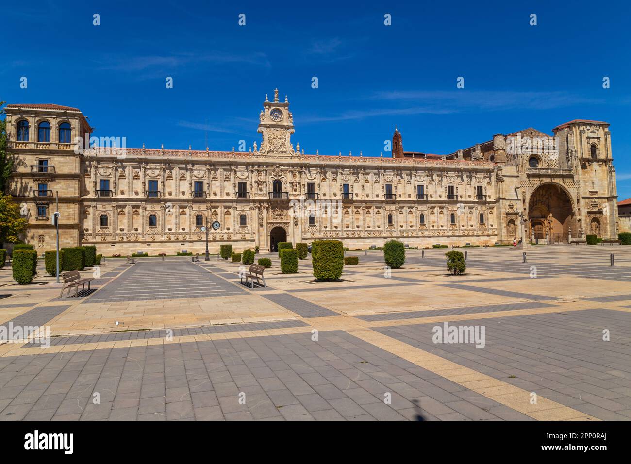 Leon, Spain - August 16, 2022: The Convent of San Marcos in Leon, Spain Stock Photo