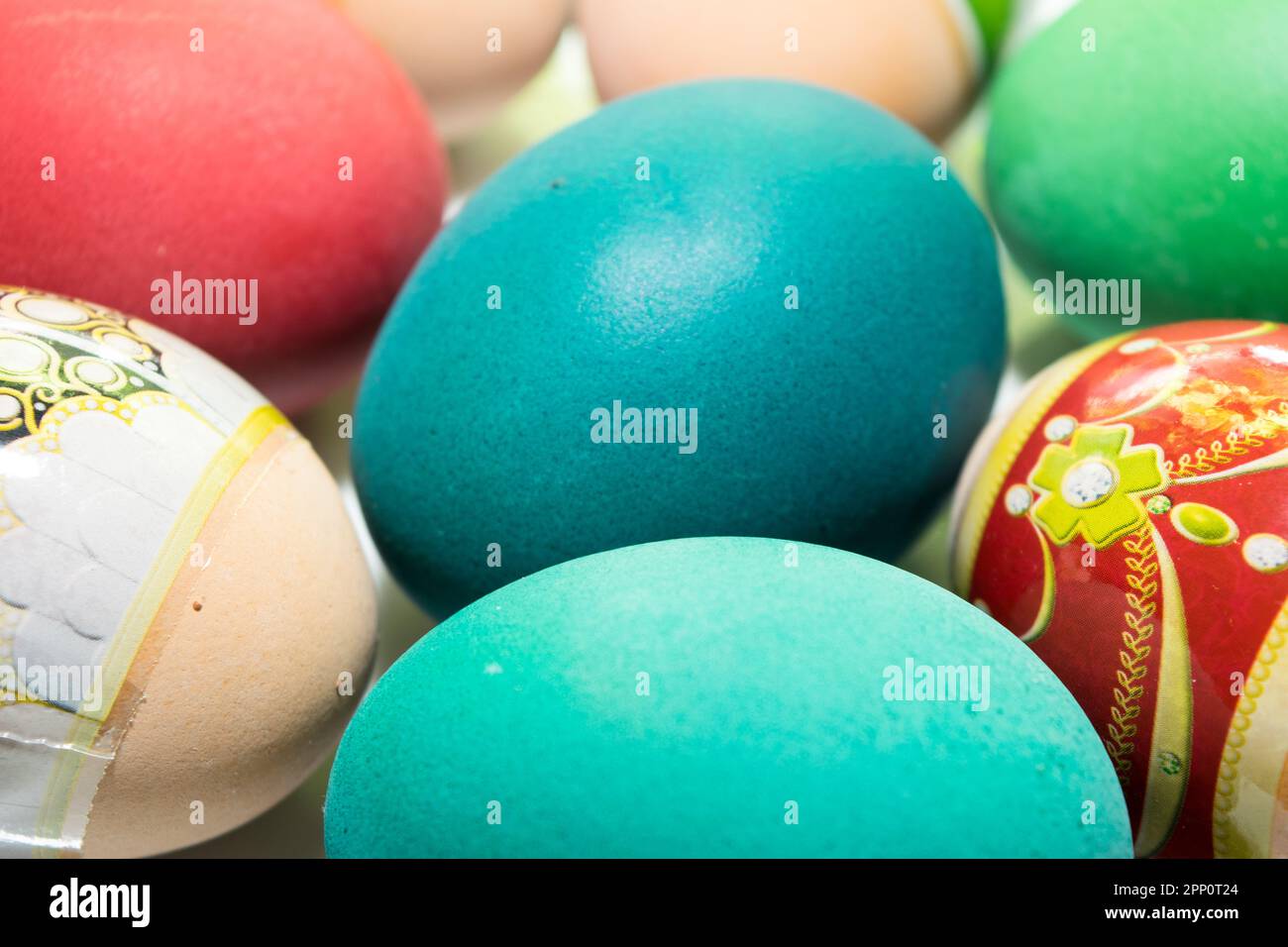 Easter. Easter colored eggs in close-up Stock Photo