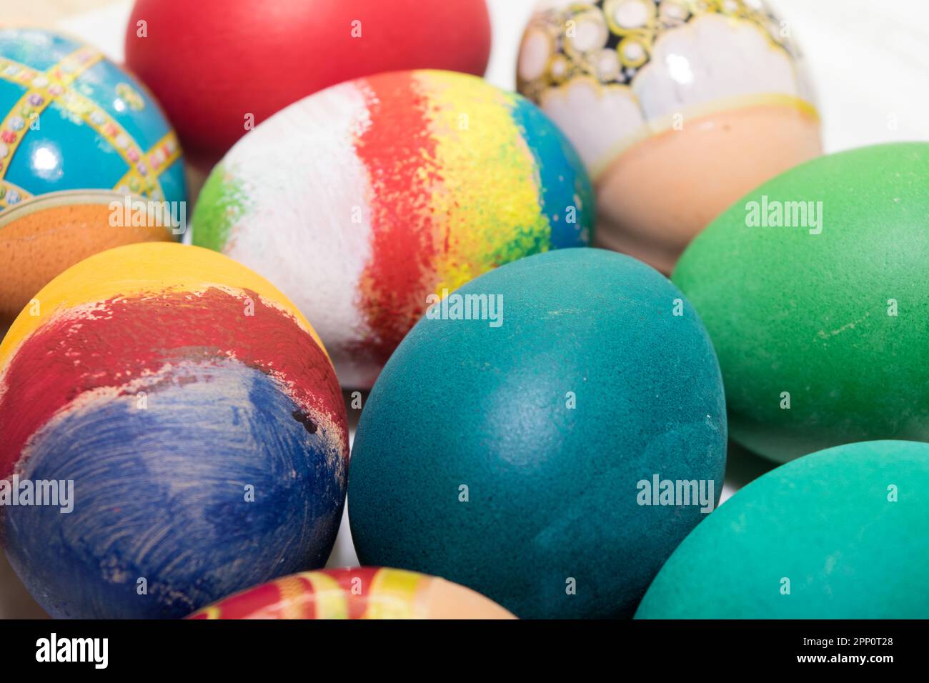 Easter. Easter colored eggs in close-up Stock Photo