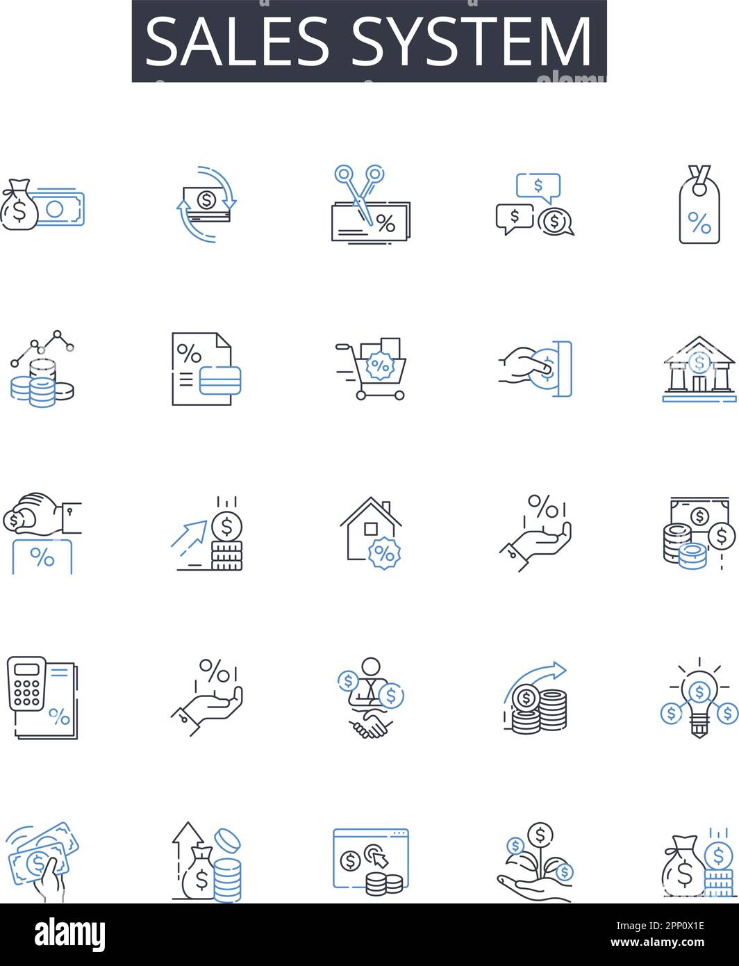 Sales system line icons collection. Business model, Revenue stream ...