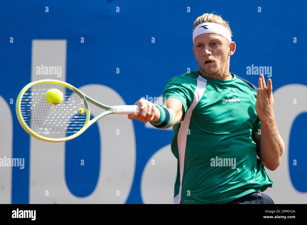 Barcelona, Spain. 21st Apr, 2023. BARCELONA, SPAIN - APRIL 21: .Alejandro Davidovich Fokina during the Barcelona Open Banc Sabadell 70 Trofeo Conde de Godo game against Carlos Alcaraz at the Real Club de Tenis Barcelona on April 21, 2023 in Barcelona, Spain (Credit Image: © Gerard Franco/DAX via ZUMA Press Wire) EDITORIAL USAGE ONLY! Not for Commercial USAGE! Stock Photo