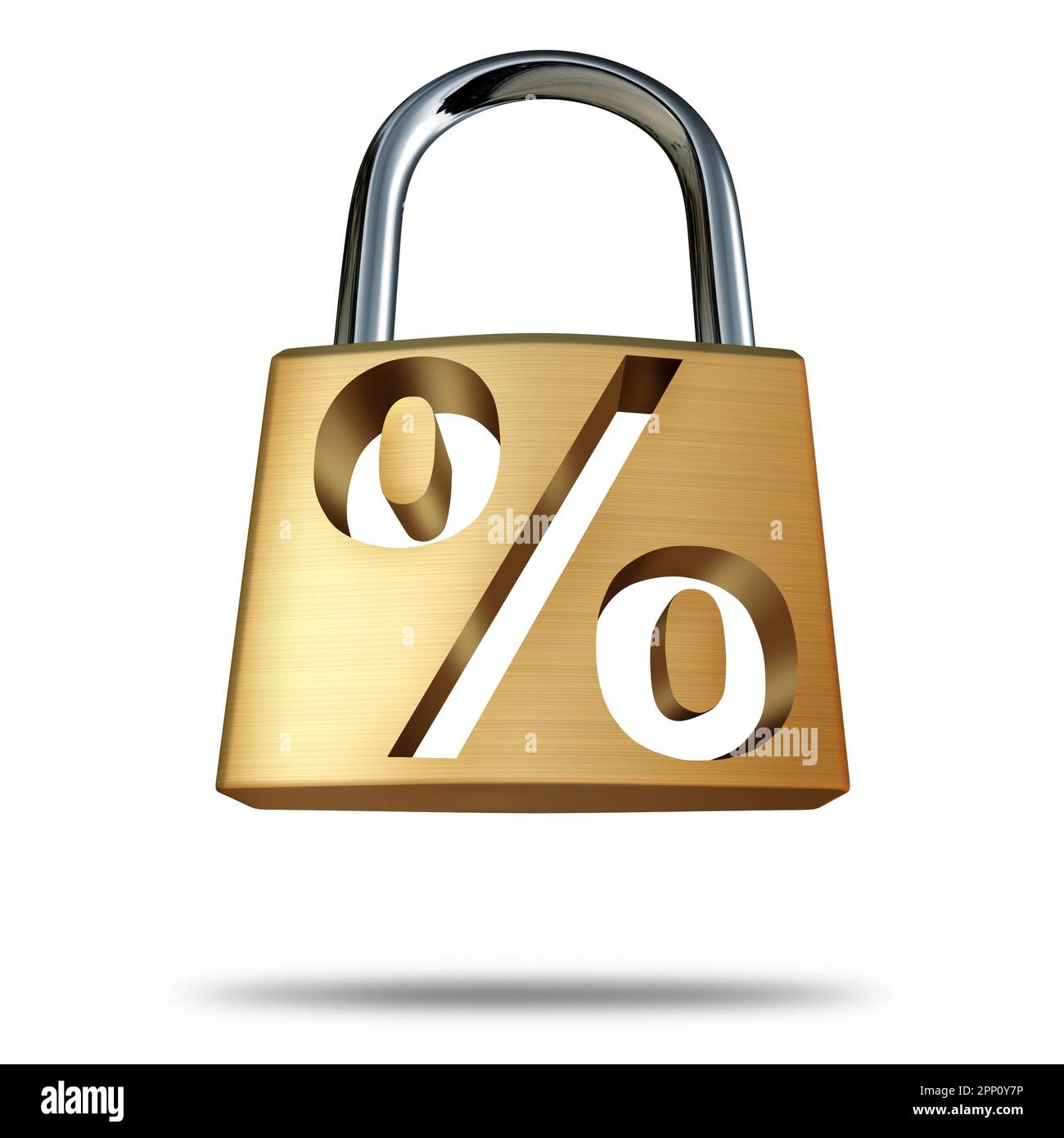 Fixed Income Investments and frozen borrowing cost or mortgage rates and locked in percent or percentage rate of return as a 3D illustration render. Stock Photo