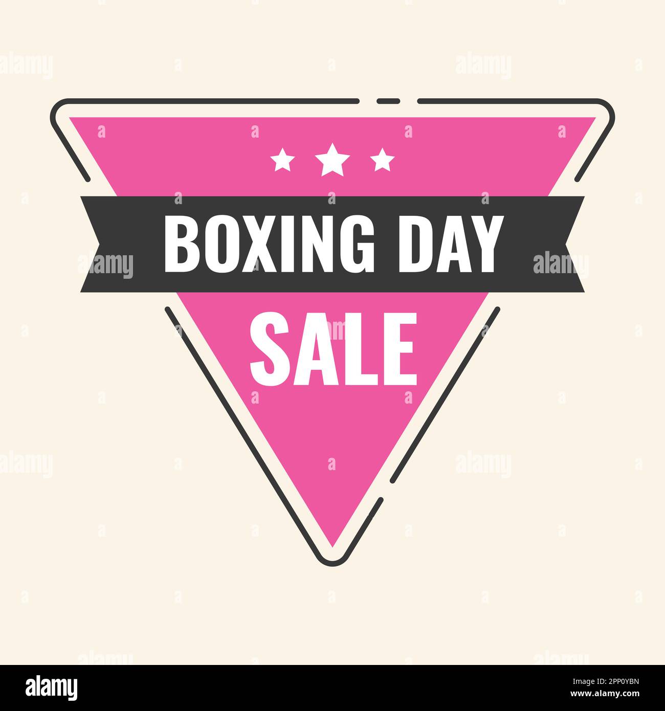 Boxing Day Text Ribbon With Pink Triangle Frame On Beige Background For Sale Sticker Or Poster