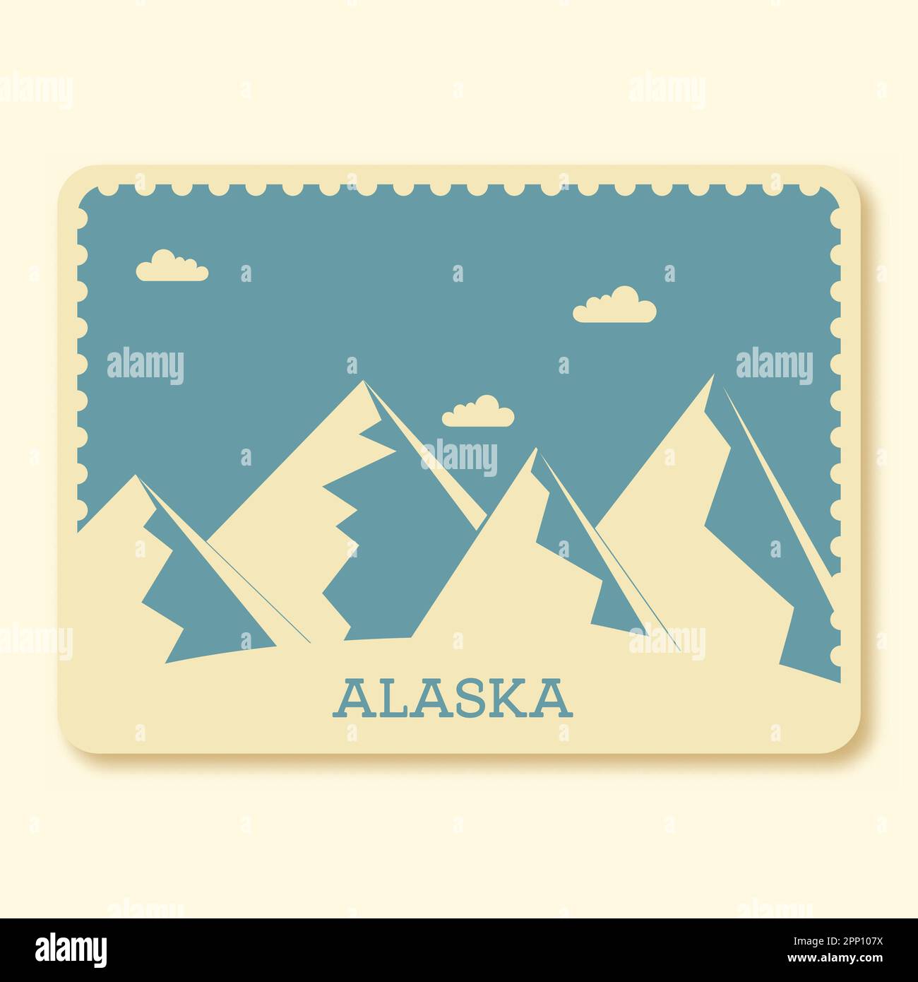 Alaska Park Stamp Or Poster Design In Beige And Blue Color. Stock Vector