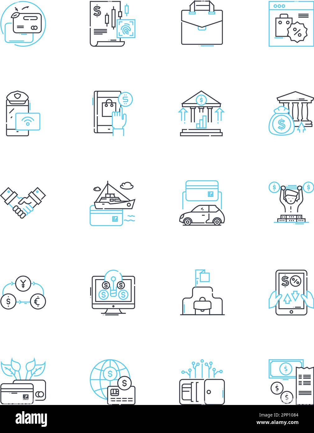 Community investments linear icons set. Philanthropy, Donations, Social impact, Grants, Endowments, Charity, Empowerment line vector and concept signs Stock Vector