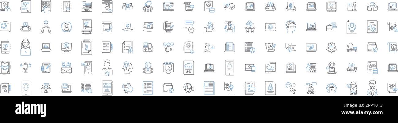 News writing line icons collection. Journalism, Headlines, Reporting, Breaking, Investigative, Current, Editorial vector and linear illustration Stock Vector