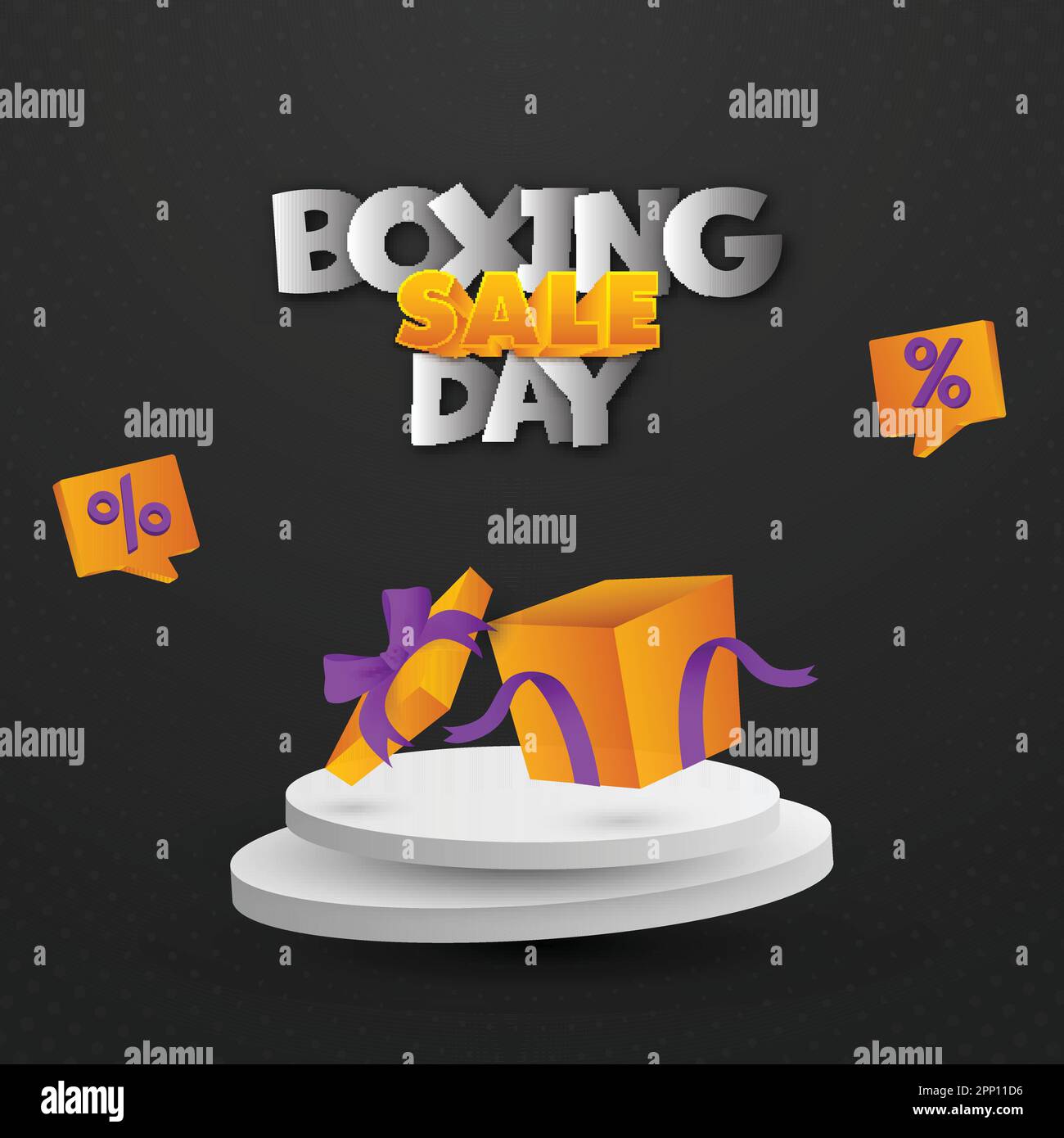 Boxing Day Sale Poster Design With Realistic Open Gift Box Over 3D