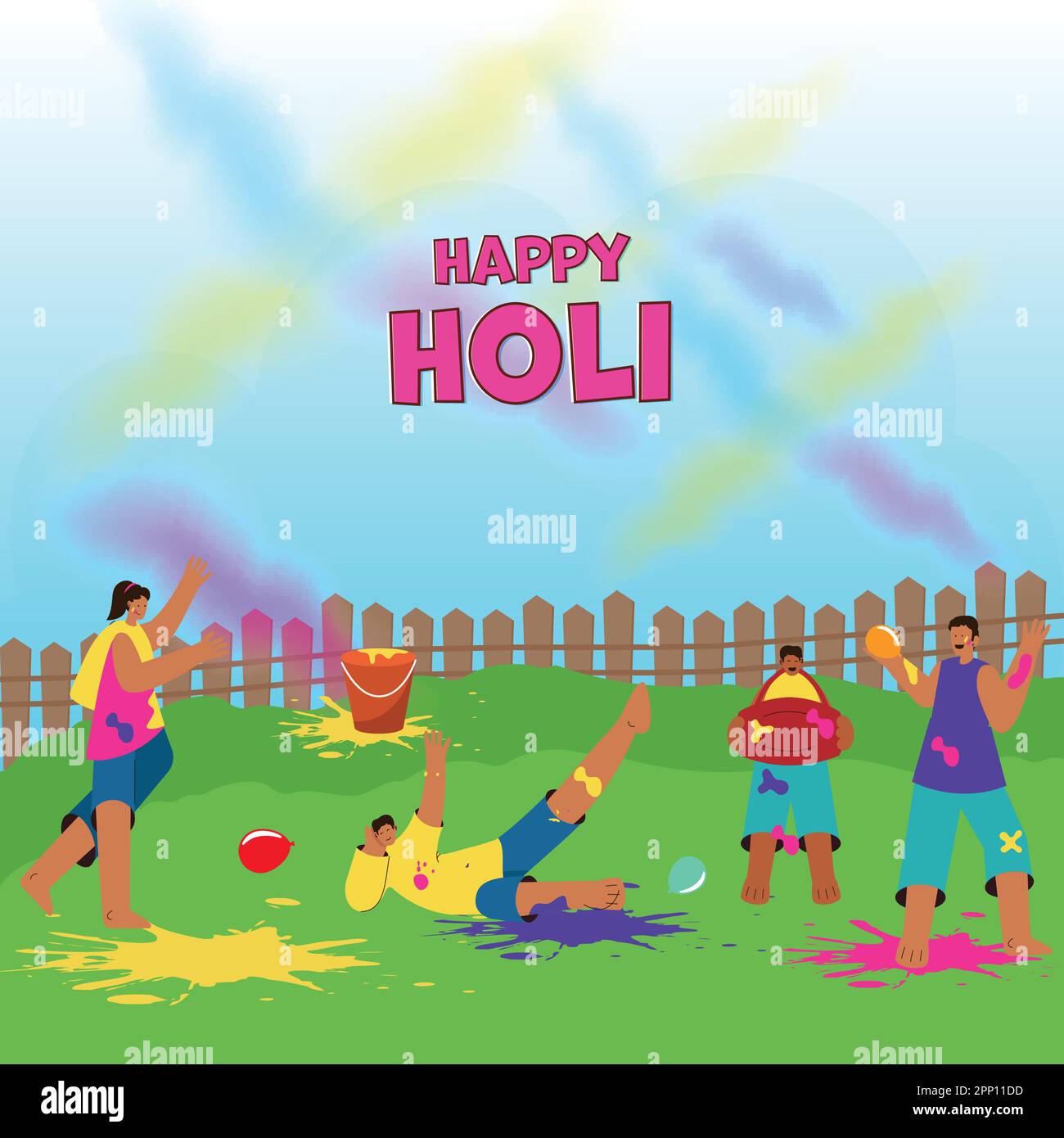cartoon pic on holi