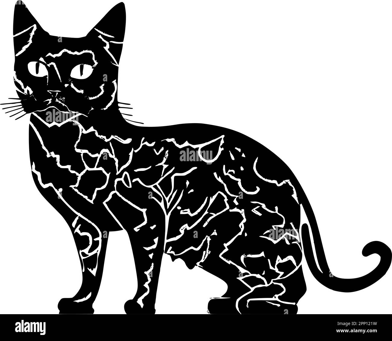 Cute cat silhouette, Beautiful kittie shape, isolated vector image. Stock Vector