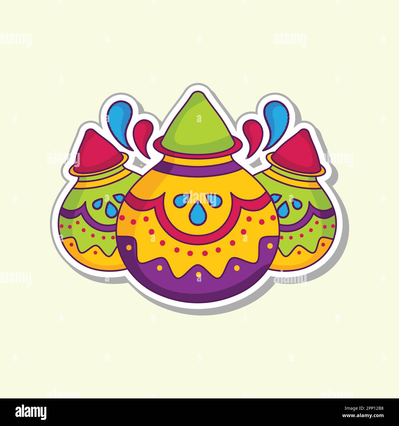 Red And Green Gulal (Dry Paint Powder) Pots On Cosmic Latte Background