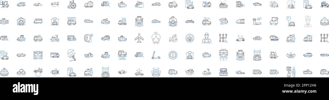 Cars line icons collection. Speed, Engine, Performance, Transmission, Suspension, Aerodynamics, Design vector and linear illustration. Technology Stock Vector