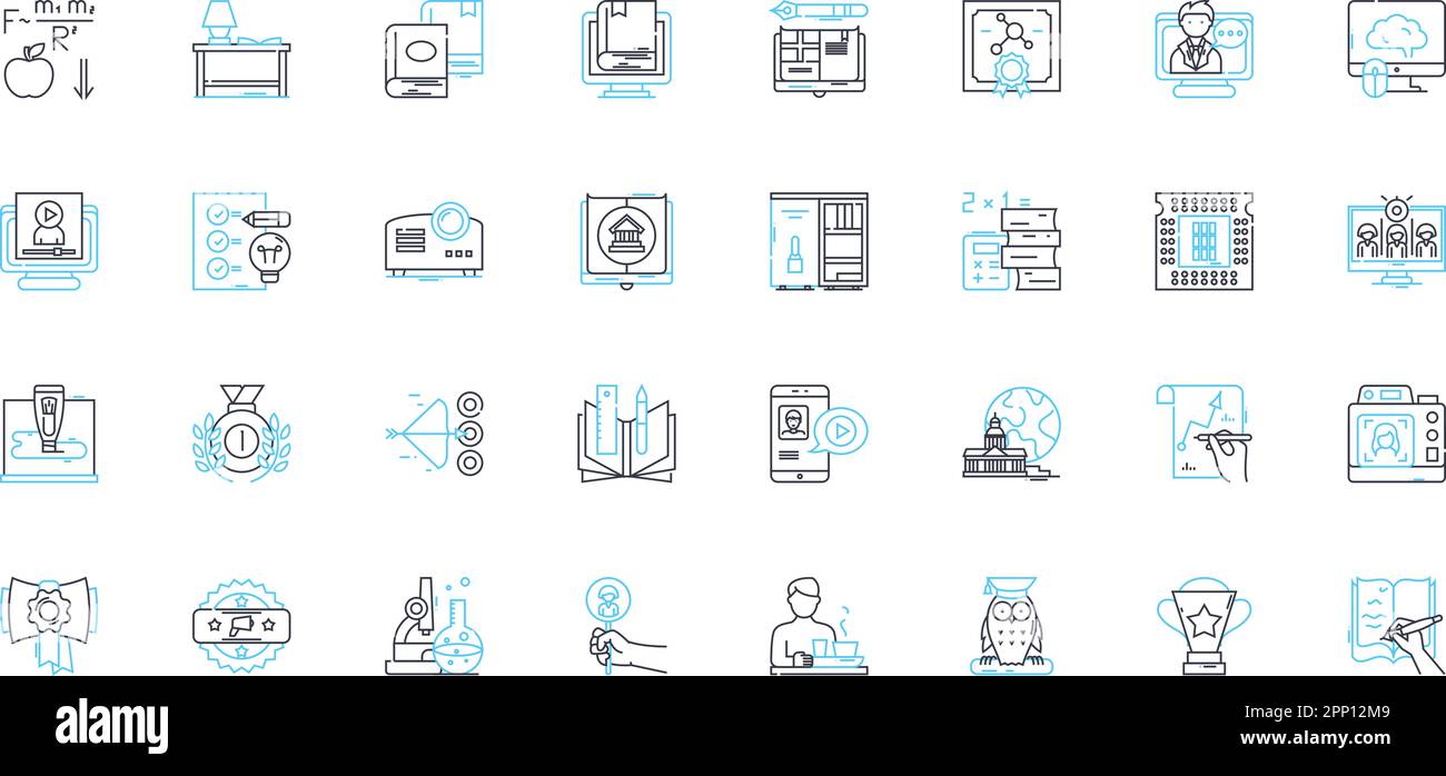 Advanced learning linear icons set. Mastery, Expertise, Adeptness ...