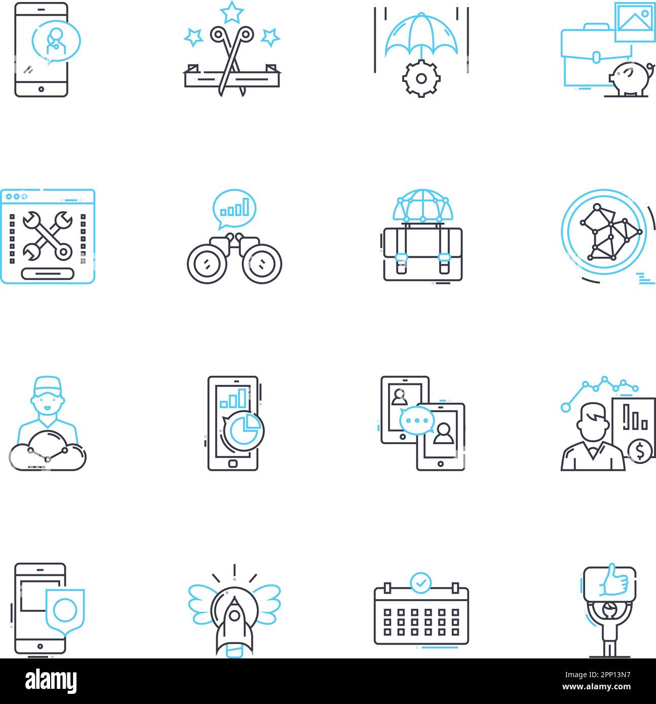 Content analysis linear icons set. Analysis, Content, Data, Text, Research, Trends, Patterns line vector and concept signs. Narrative,Context Stock Vector