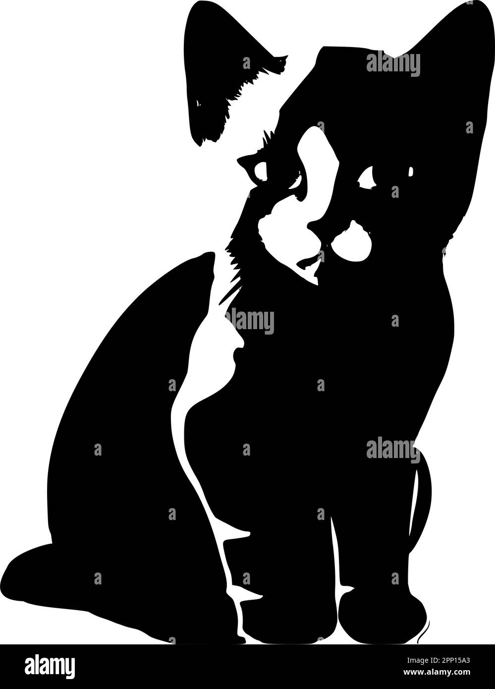 Cute cat silhouette, Beautiful kittie shape, isolated vector image ...