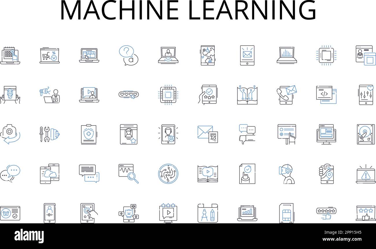 machine learning line icons collection. Green, Mow, Grass, Cut, Irrigation, Fertilize, Turf vector and linear illustration. Landscaping,Weeds Stock Vector