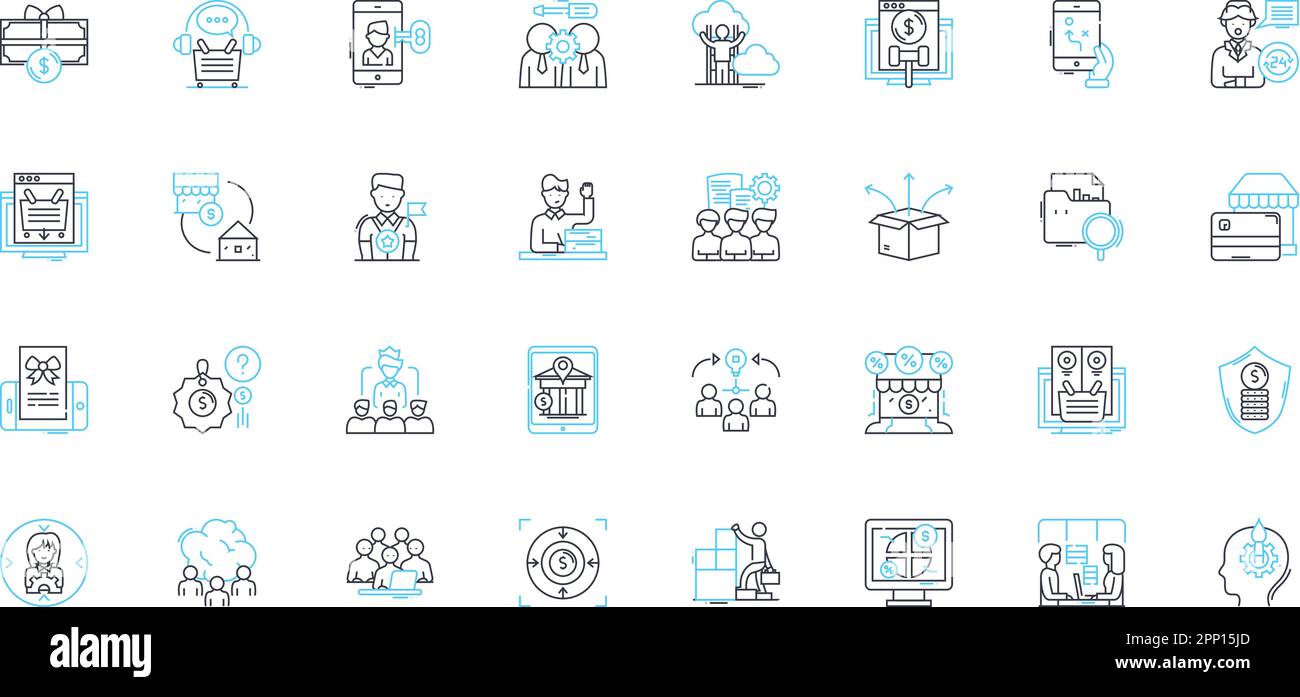Manufacturing plant linear icons set. Production, Assembly, Equipment, Machinery, Quality, Safety, Workers line vector and concept signs. Efficiency Stock Vector