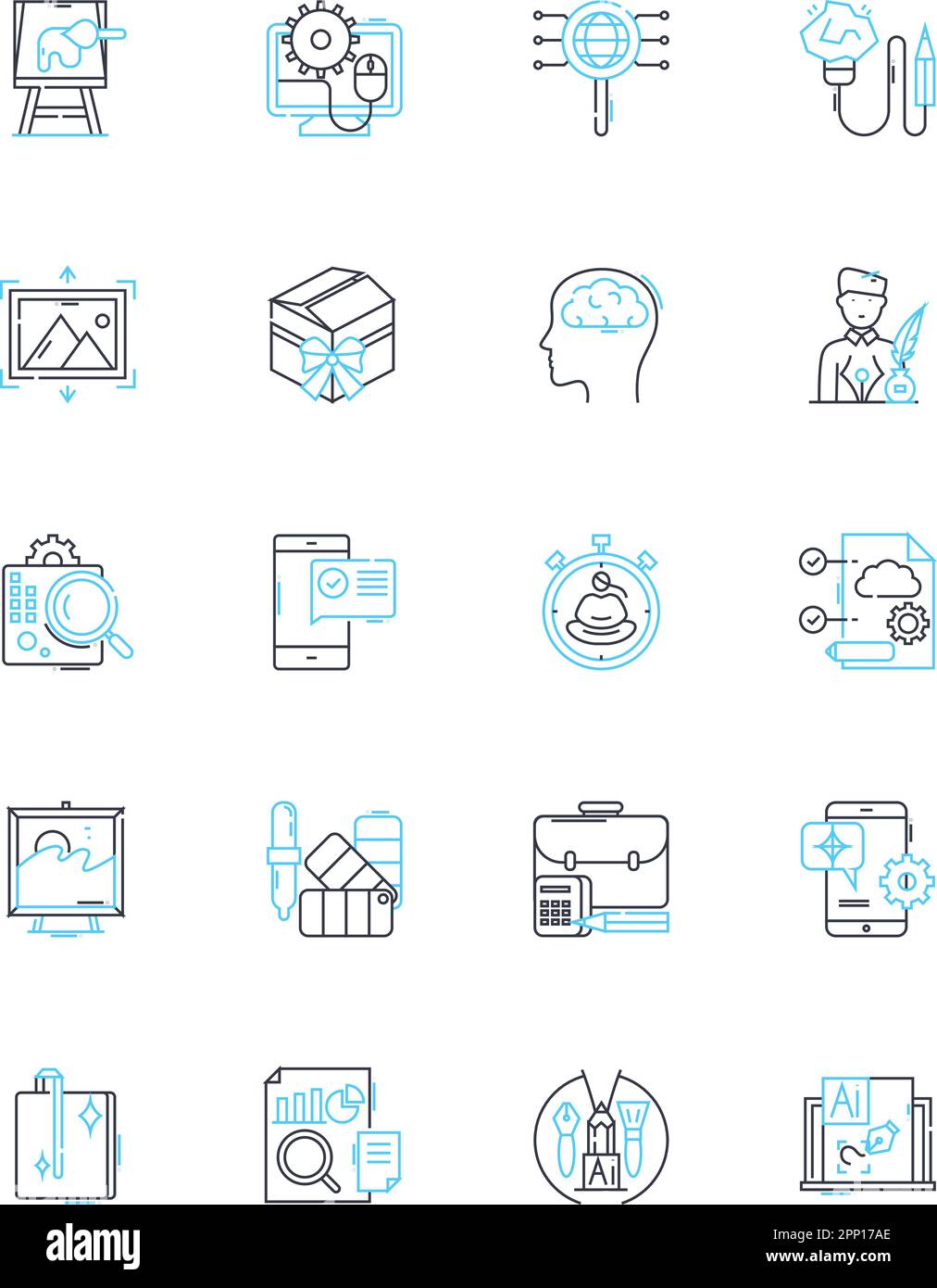 Artist linear icons set. Visionary, Passionate, Creative, Talented ...