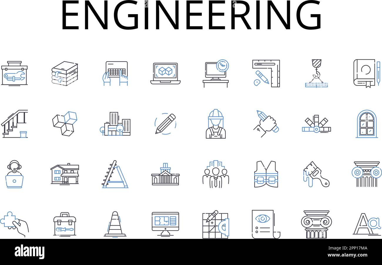 Engineering line icons collection. Design, Construction, Development