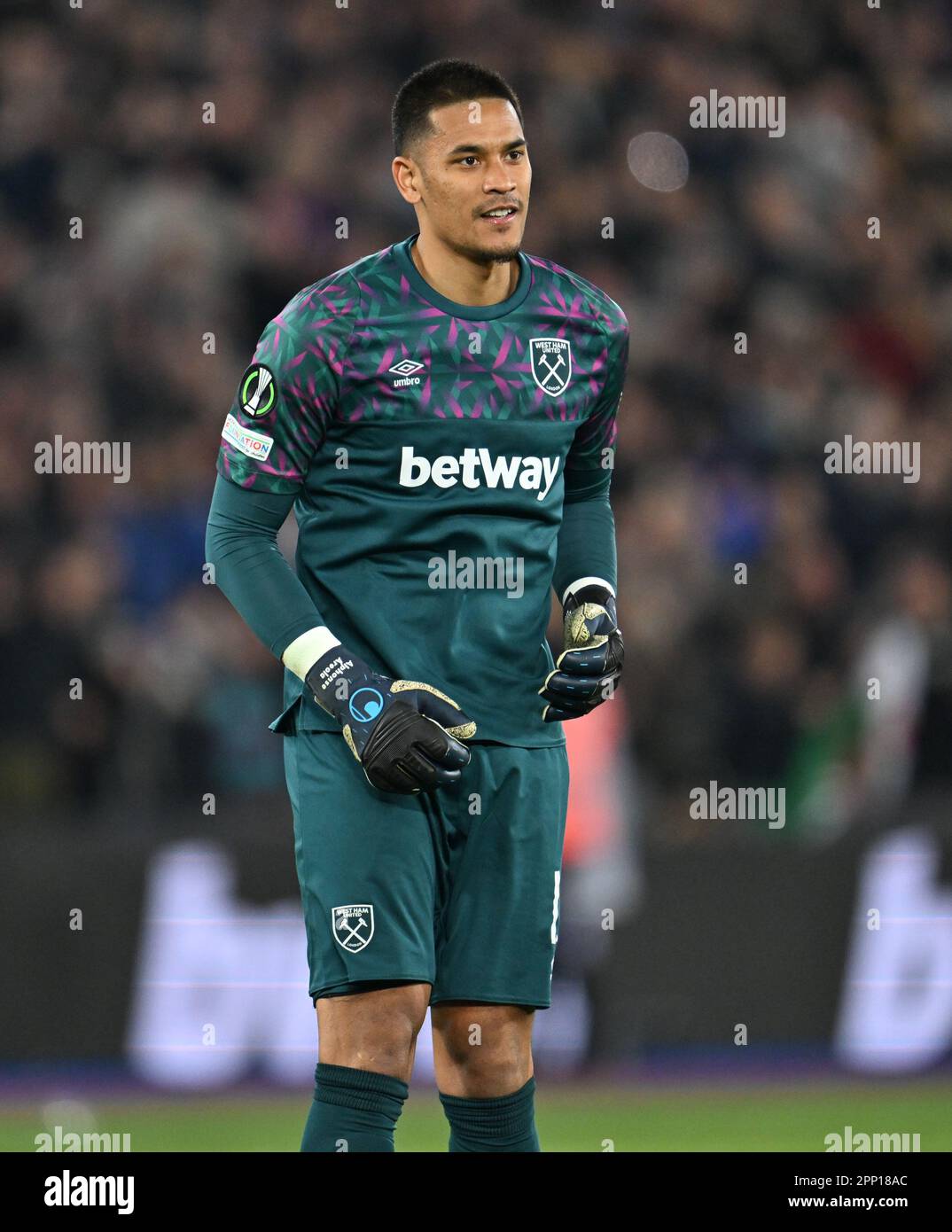 goalkeeper Alphonse Areola of West Ham pictured celebrating during a ...