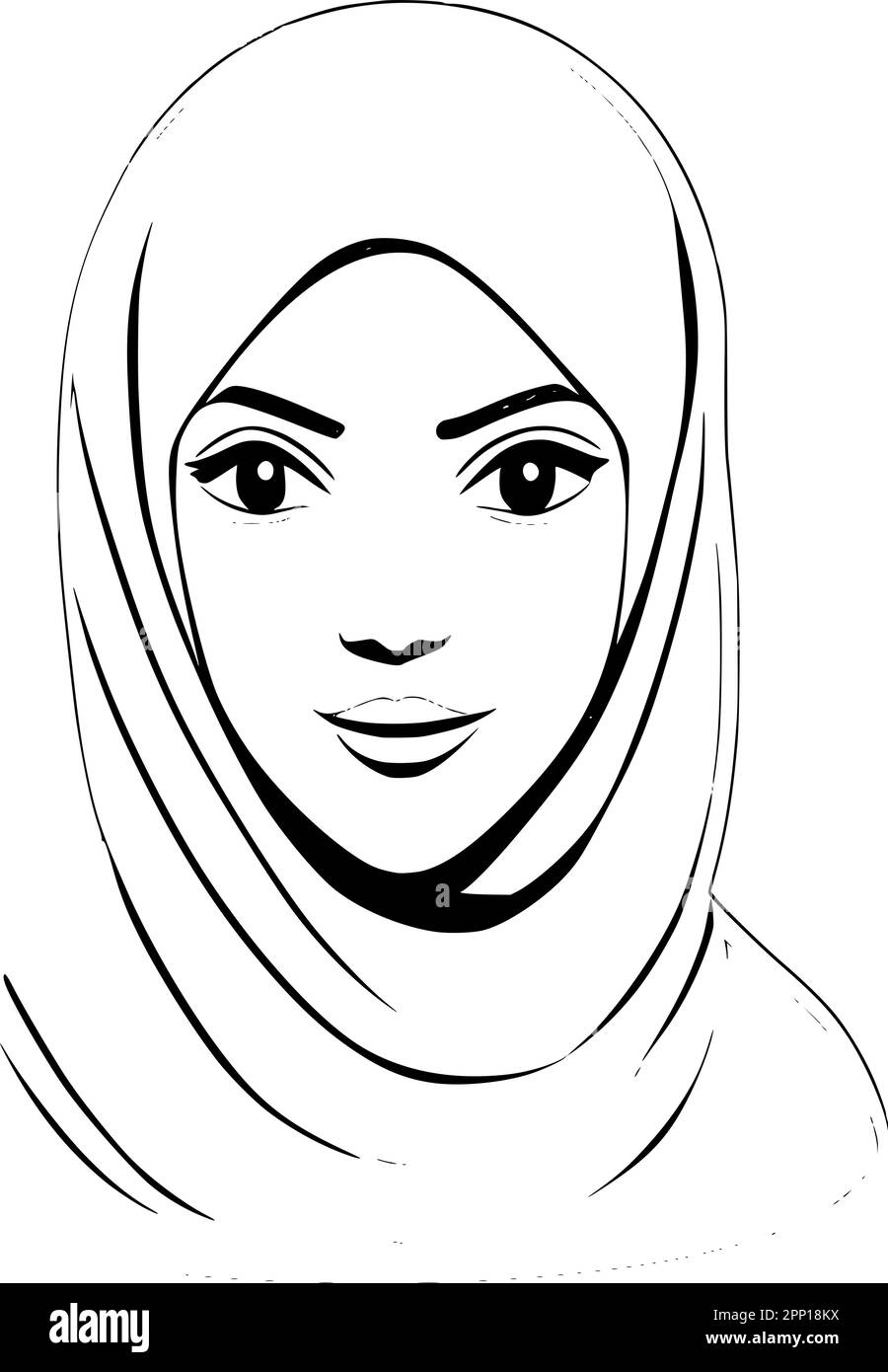 Portrait of a beautiful Arab woman, vector graphics. Stock Vector