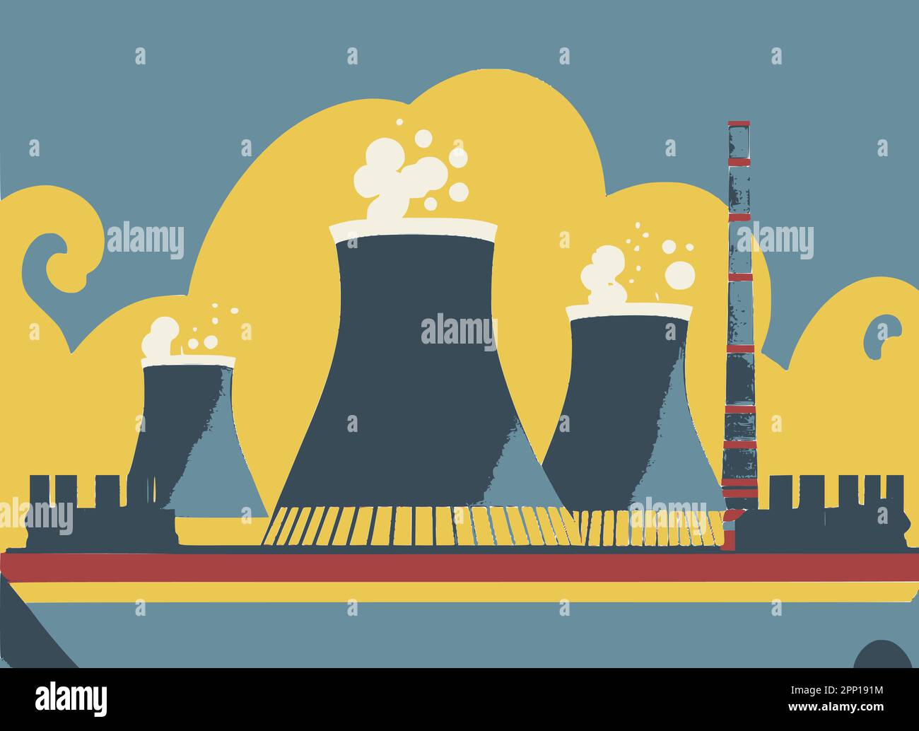 Nuclear Power Plant vector image. Stock Vector