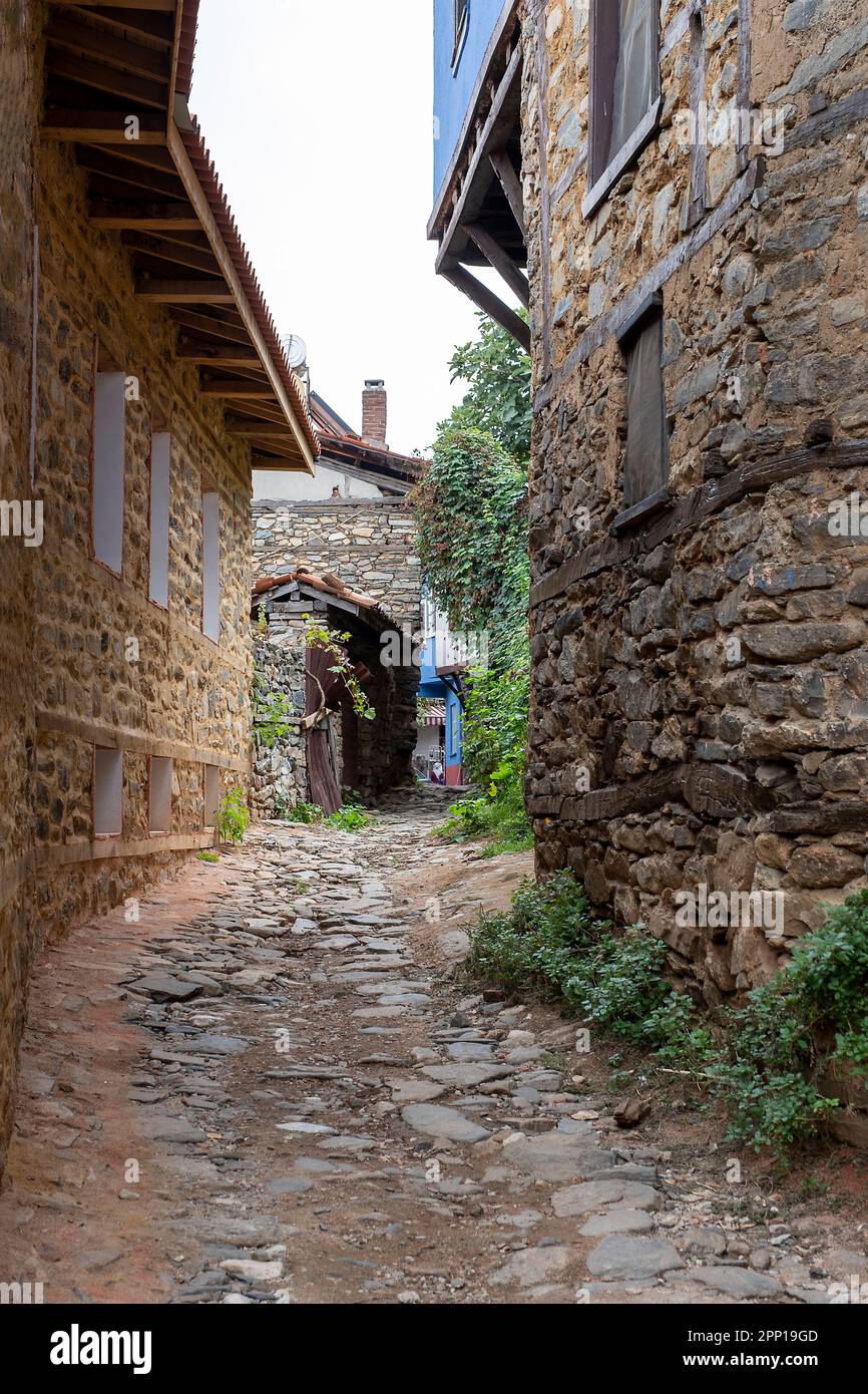 View of historical Cumalikizik village,a popular destination for Tourists and locals in Bursa,Turkey. Cumalikizik village, is an UNESCO World Heritage Stock Photo