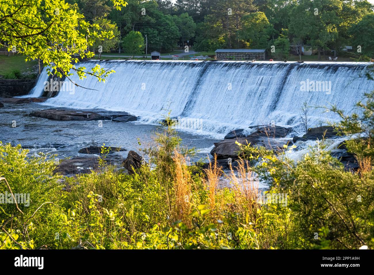 Spillway waterfall at High Springs State Park in Jackson, Georgia, on the Towaliga River and High Falls Lake. (USA) Stock Photo