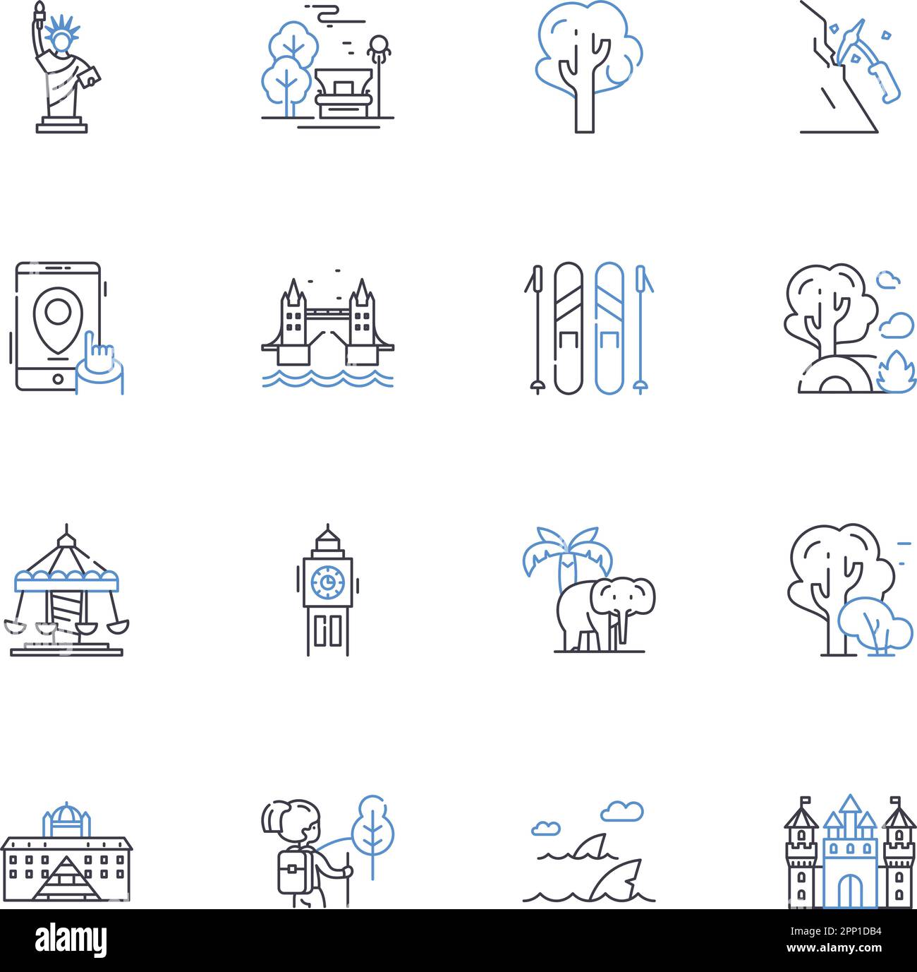 River cruise line icons collection. Relaxation, Adventure, Scenery ...