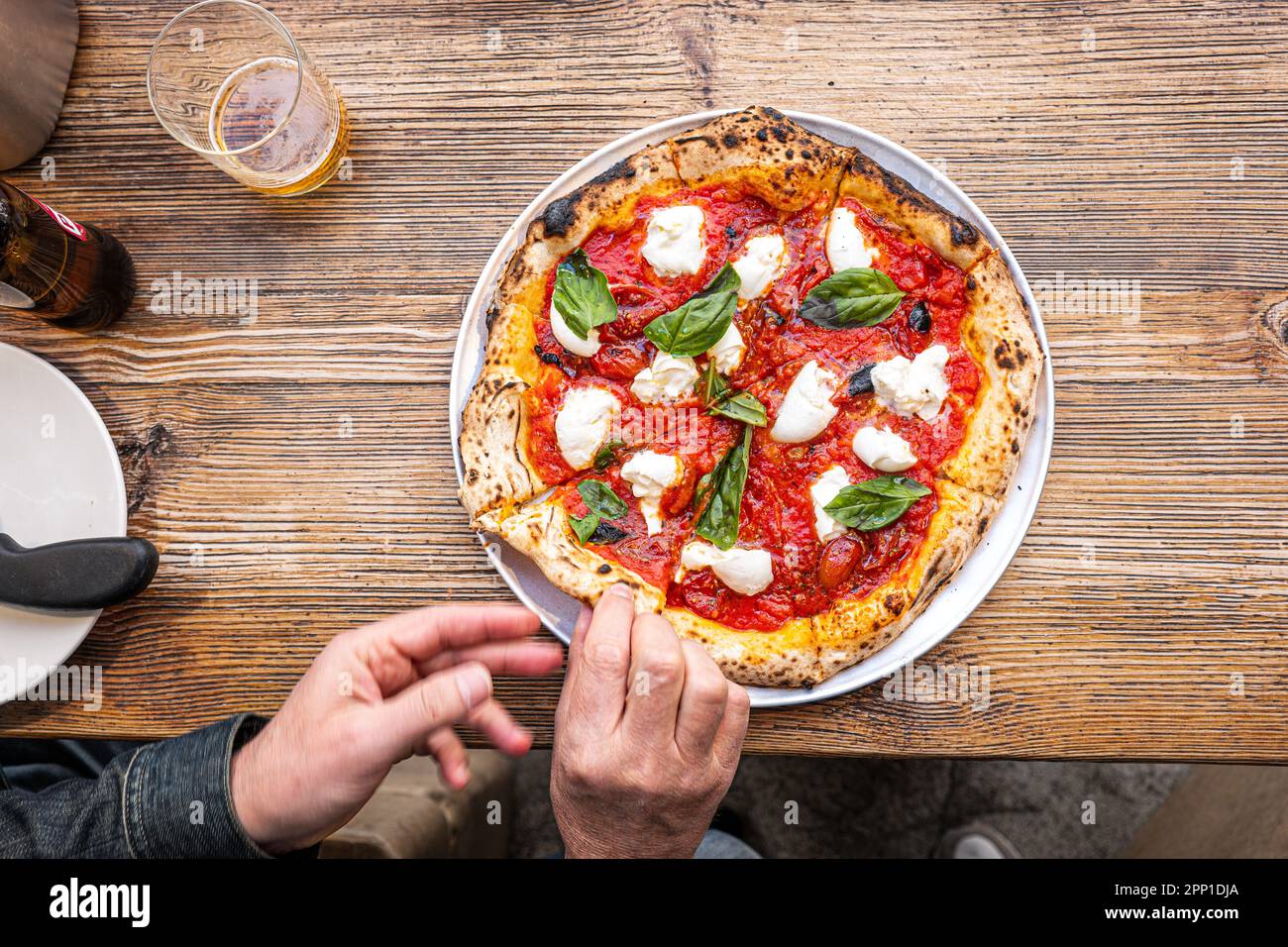 Small Authentic Neapolitan Street Pizza Italian Stock Photo