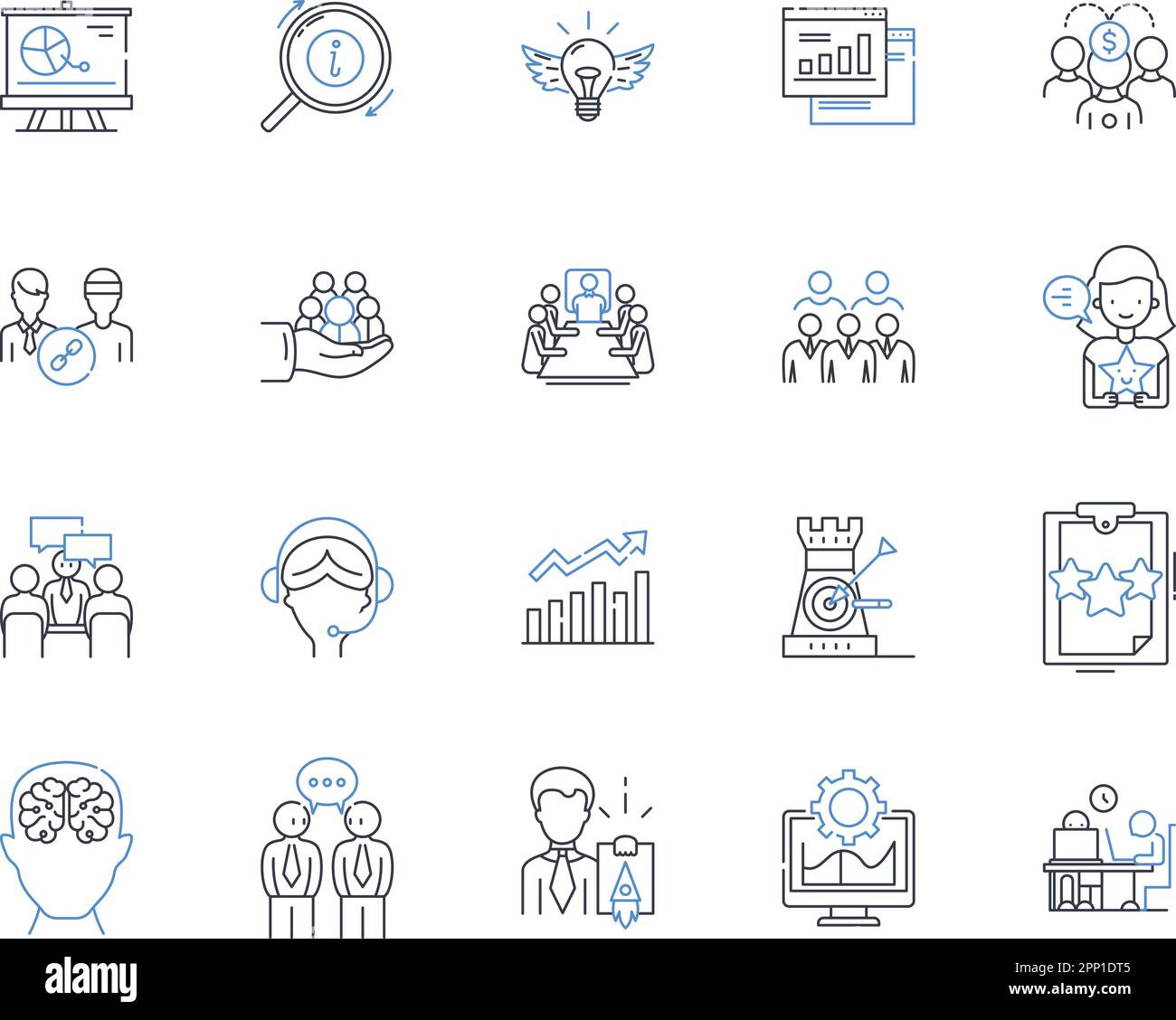 Group worker line icons collection. Facilitator, Leader, Communicator, Organizer, Collaborator, Motivator, Supporter vector and linear illustration Stock Vector