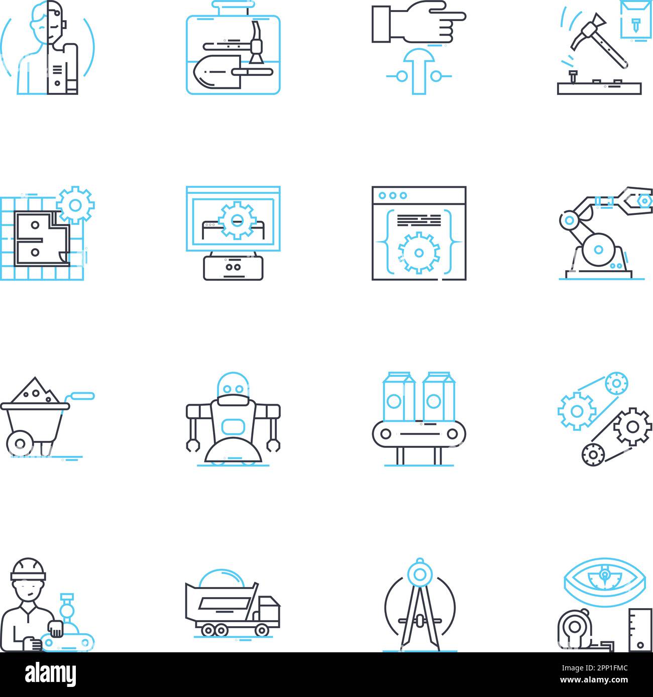 Aerospace innovation linear icons set. Supersonic, Nanostructures ...