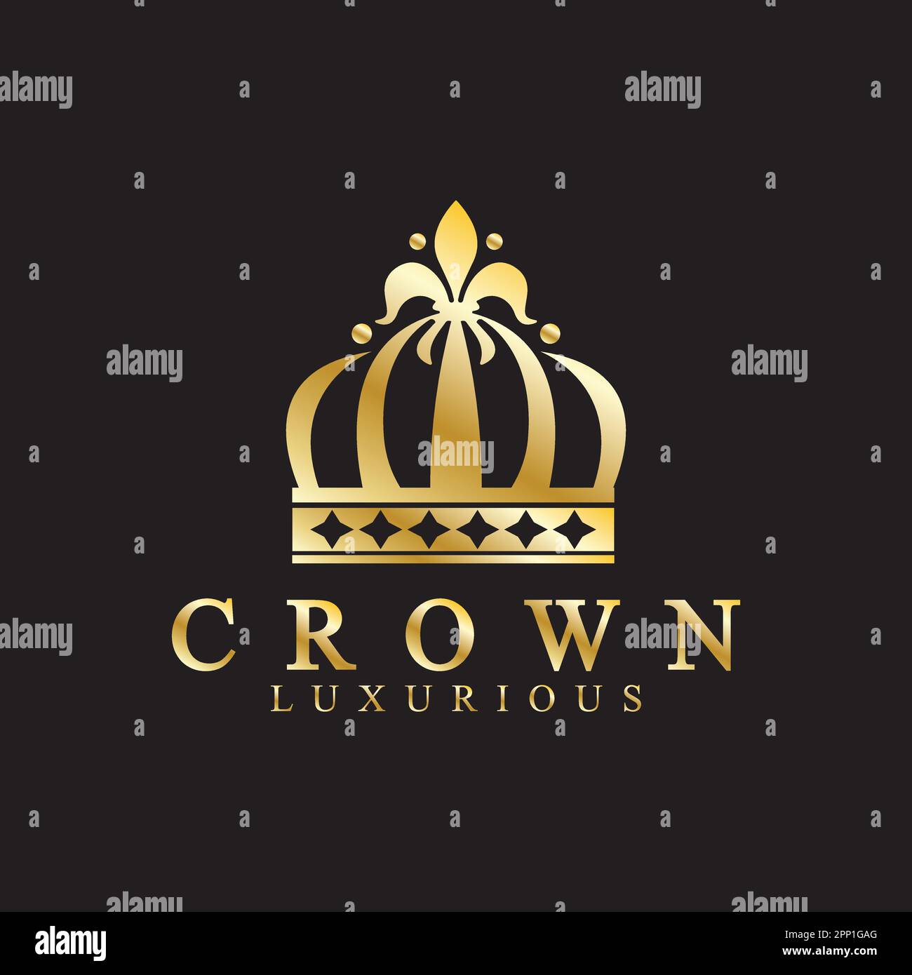 Gold crown icons. Queen king golden crowns luxury Logo Design Vector on ...