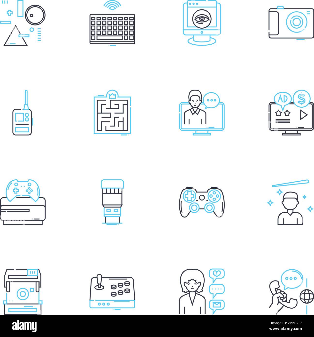 Console games linear icons set. PlayStation, Xbox, Nintendo, Controller