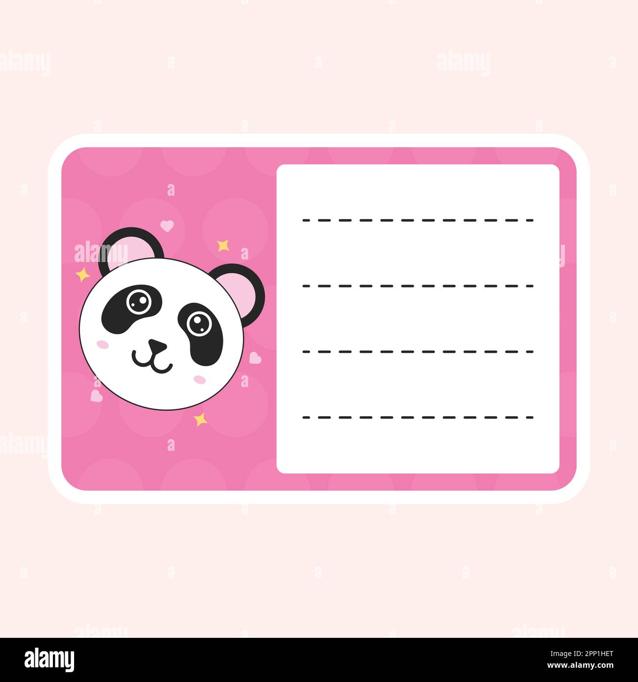 Cute Panda Cartoon Frame Or Note Sticker On Peach Background Stock ...