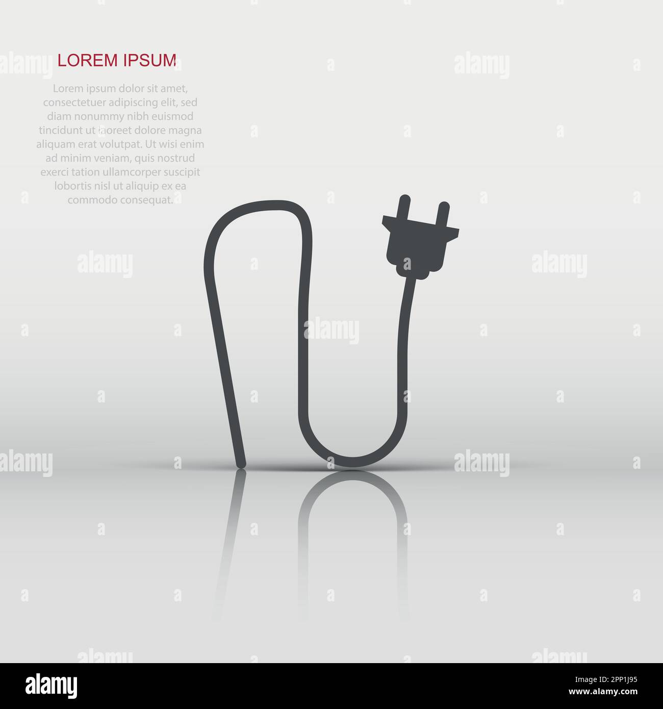 Vector electric plug sign icon in flat style. Power plug sign