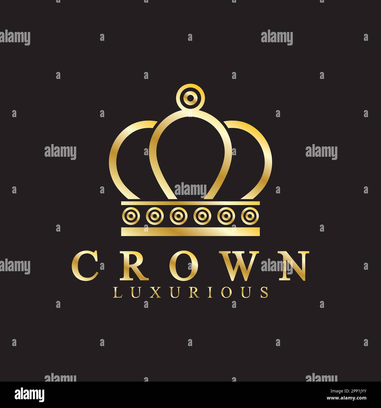 Gold crown icons. Queen king golden crowns luxury Logo Design Vector on ...