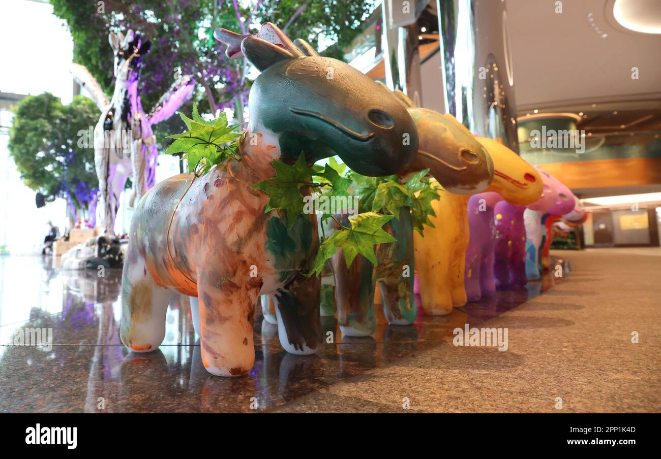 Drago Cavallo displayed at Drago Cavallo World Tour Exhibition HHHong Kong, to Promote social integration to bring love and positivity at The Rotunda, One Exchange Square, Central.18APR23 SCMP/Edmond So Stock Photo
