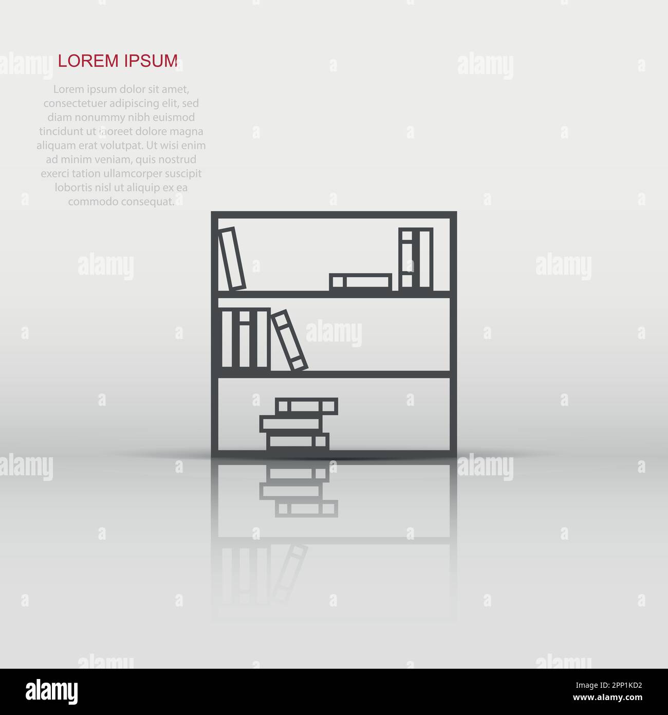 Vector bookcase furniture icon in flat style. Furniture sign