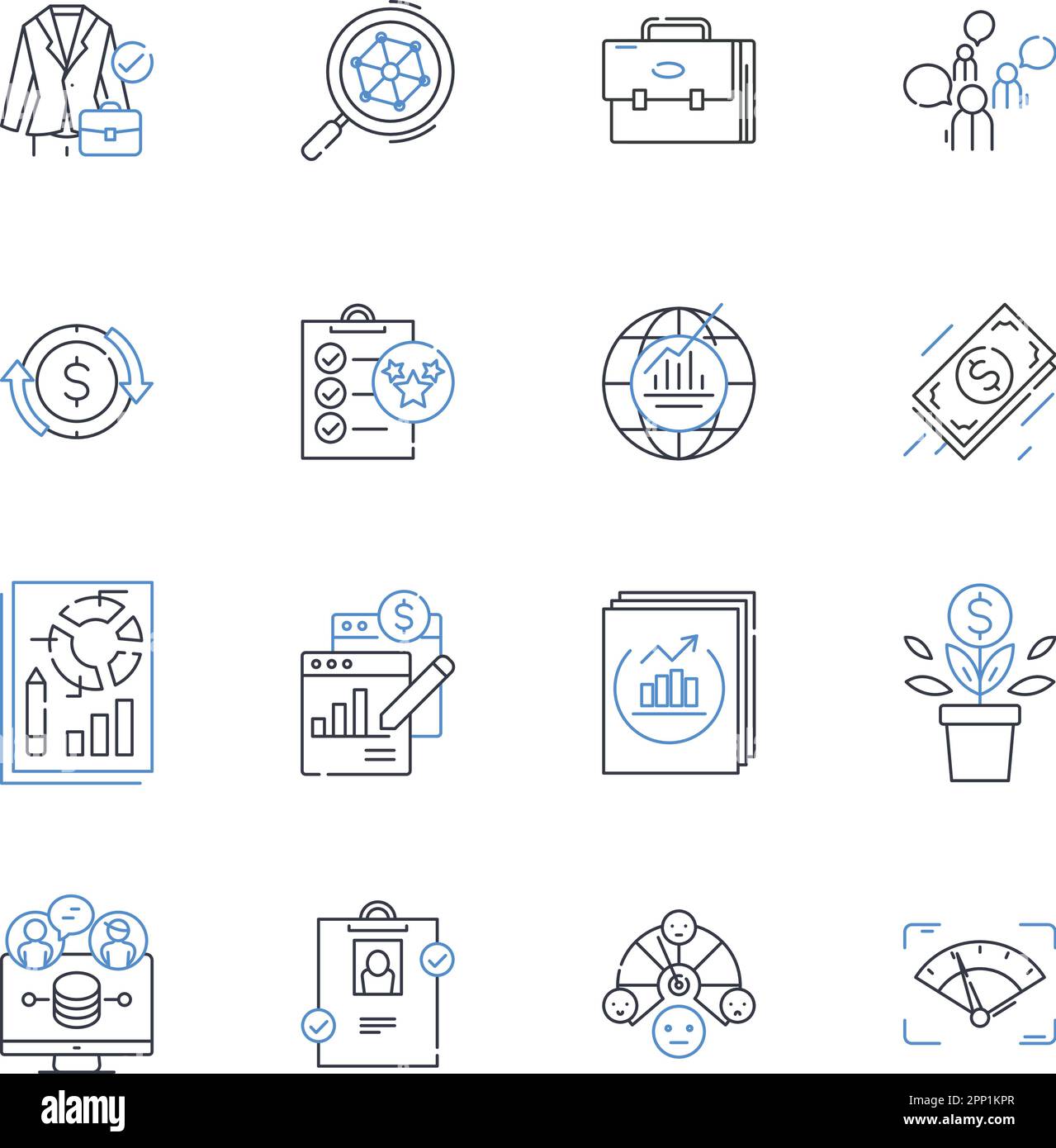 Manufacturing operations line icons collection. Automation, Assembly, Quality, Efficiency, Production, Maintenance, Logistics vector and linear Stock Vector