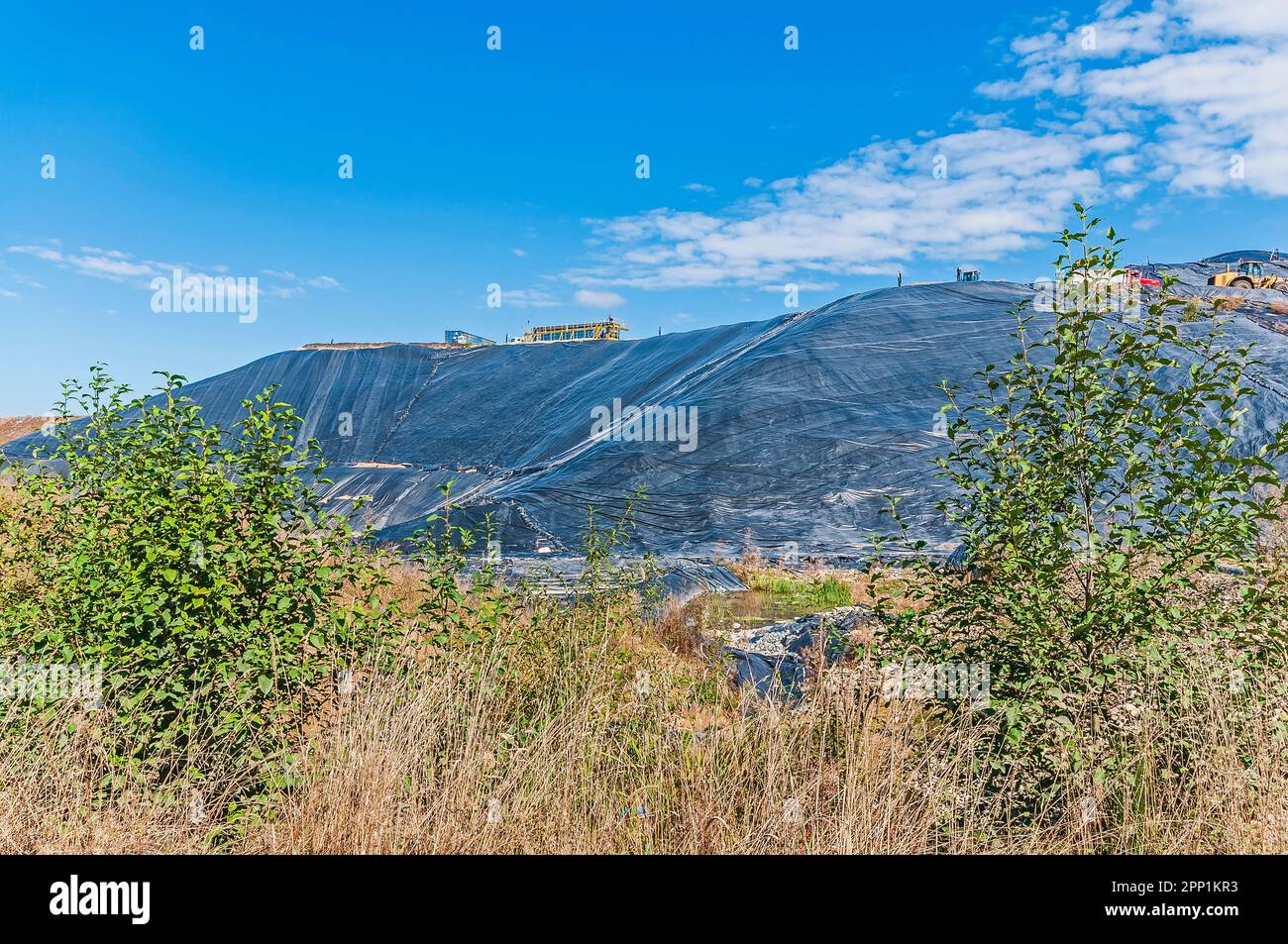 Geomembranes cover a lot of ground in an active landfill Stock Photo