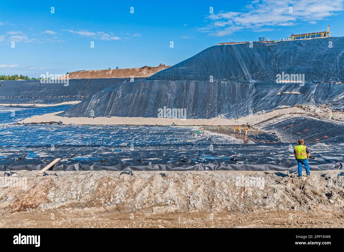 Geomembranes cover a lot of ground in an active landfill Stock Photo