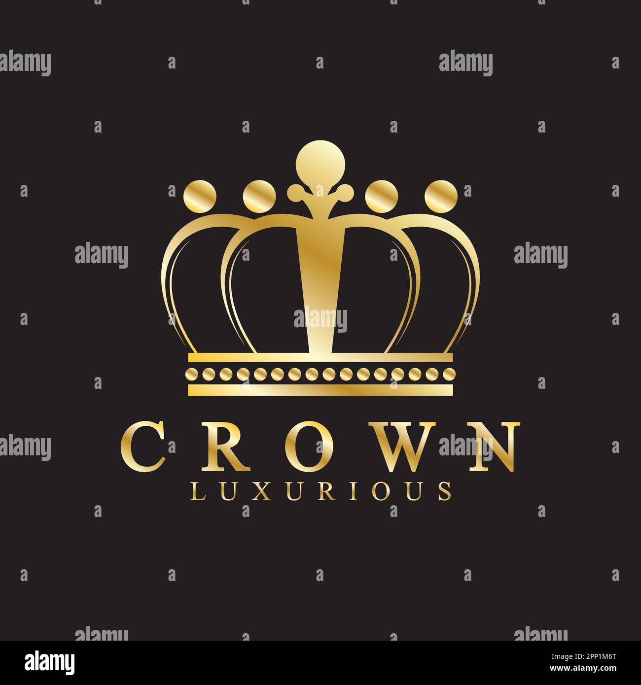 Gold crown icons. Queen king golden crowns luxury Logo Design Vector on ...
