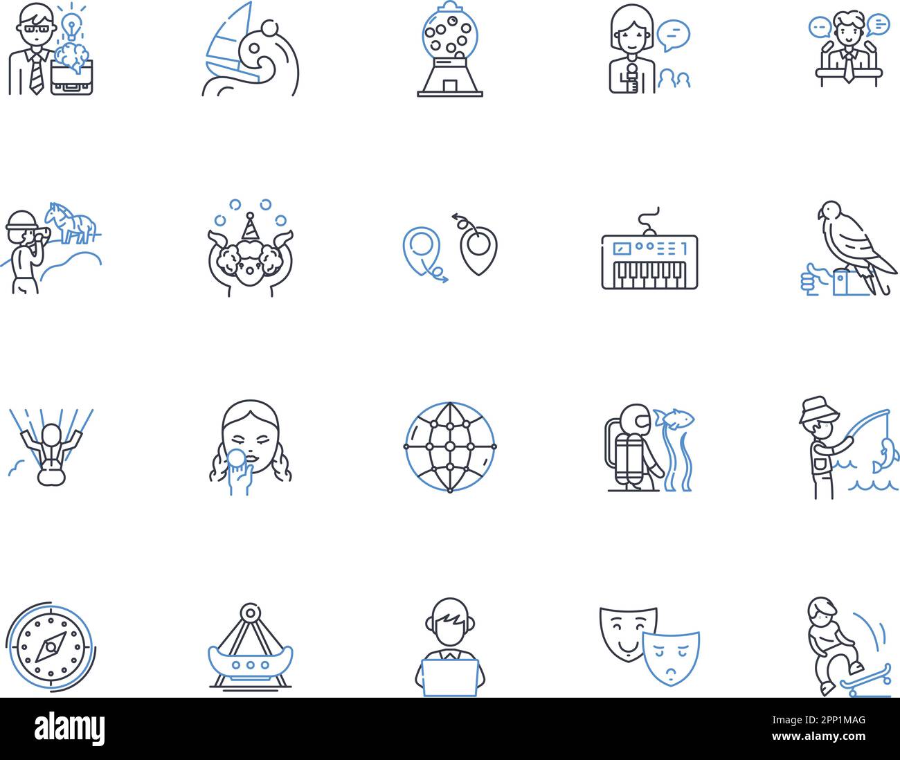 Cultural immersion line icons collection. Language, Traditions, Customs, Food, Music, Dance, Art vector and linear illustration. Religion,Architecture Stock Vector
