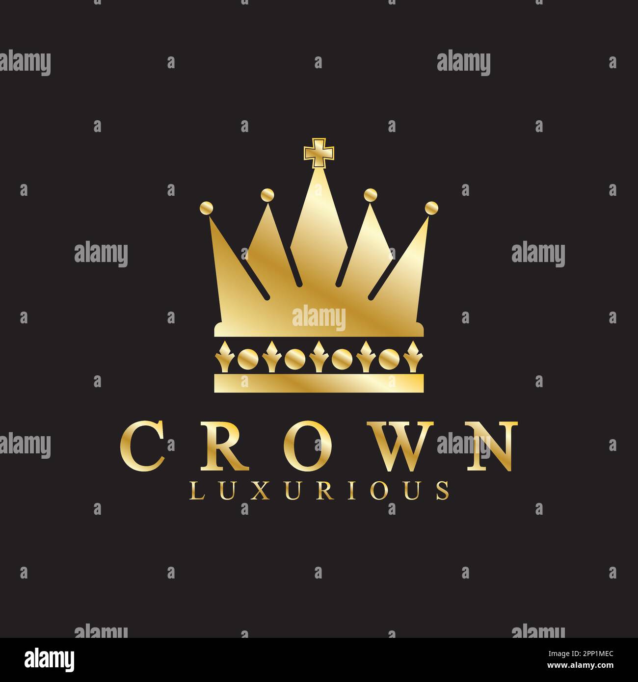 Gold crown icons. Queen king golden crowns luxury Logo Design Vector on ...