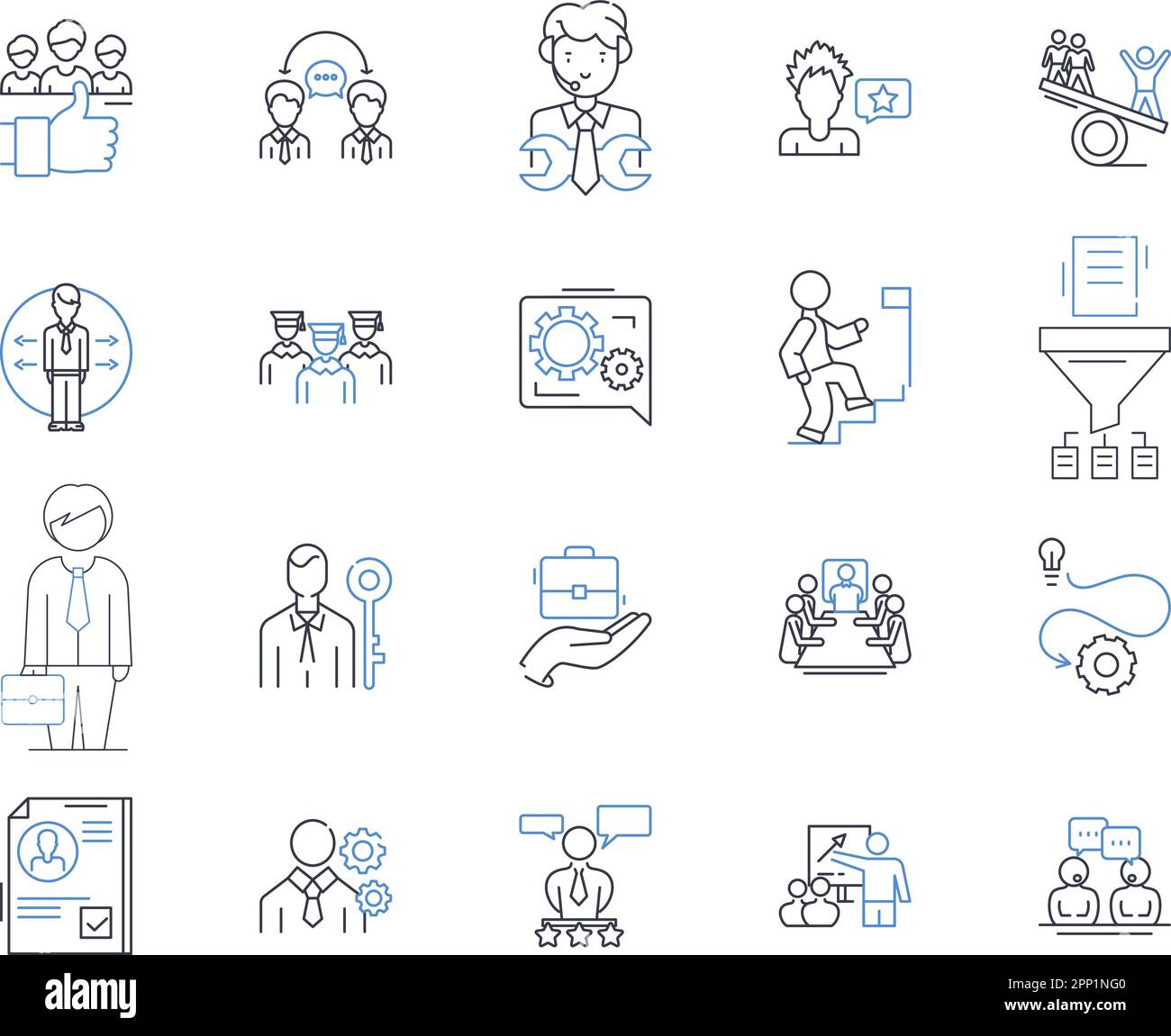 Managerial supervision line icons collection. Leadership, Control