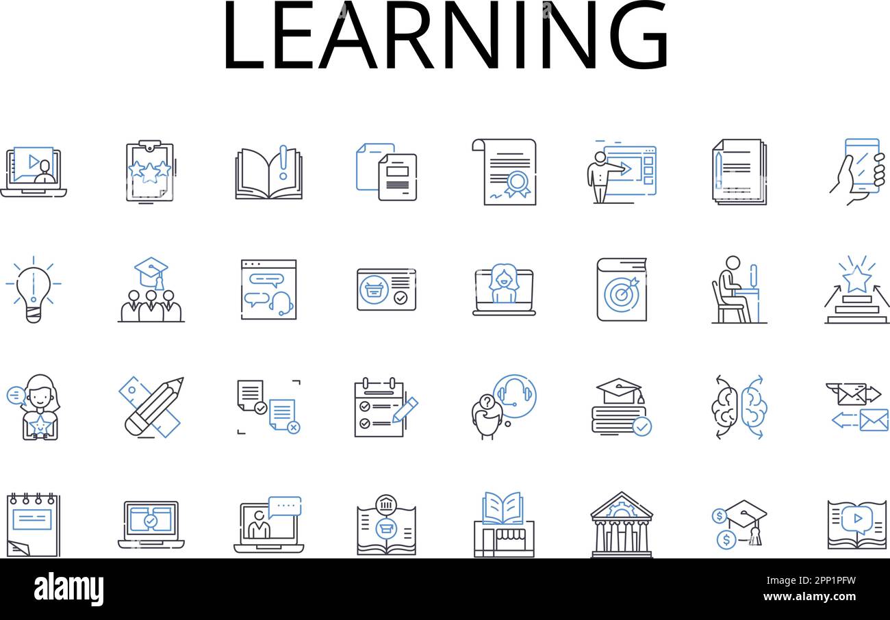 Learning line icons collection. Knowledge acquisition, Skill ...