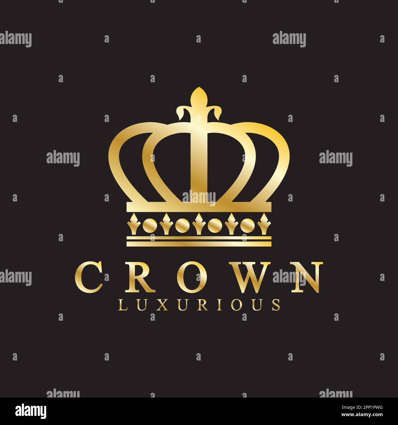 Gold crown icons. Queen king golden crowns luxury Logo Design Vector on ...