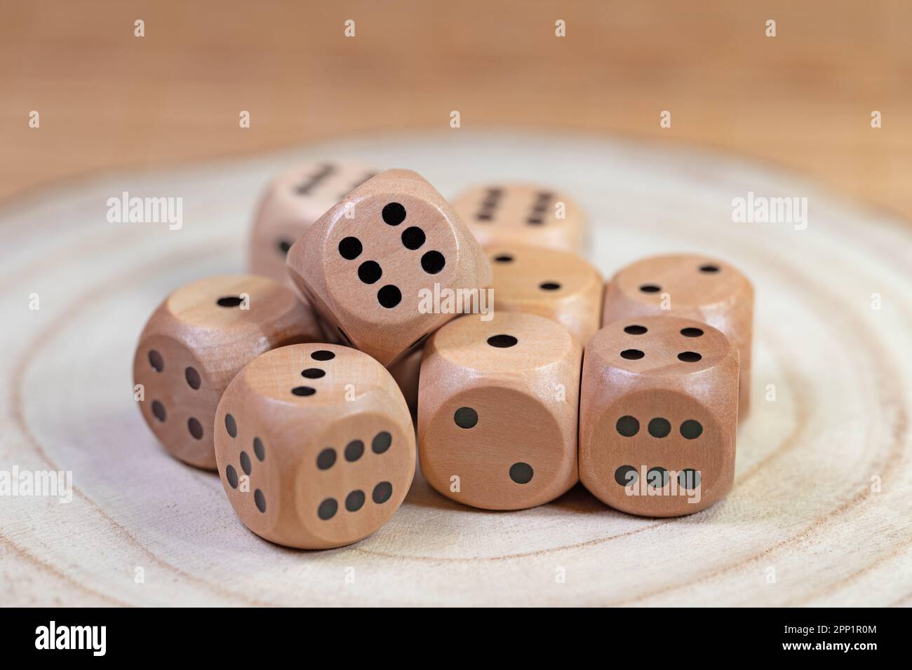 Many game cubes made of wood Stock Photo